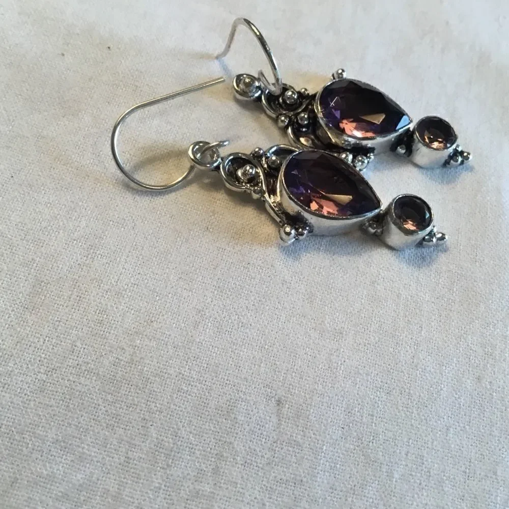 NWOT. Sterling Silver Amethyst Earrings